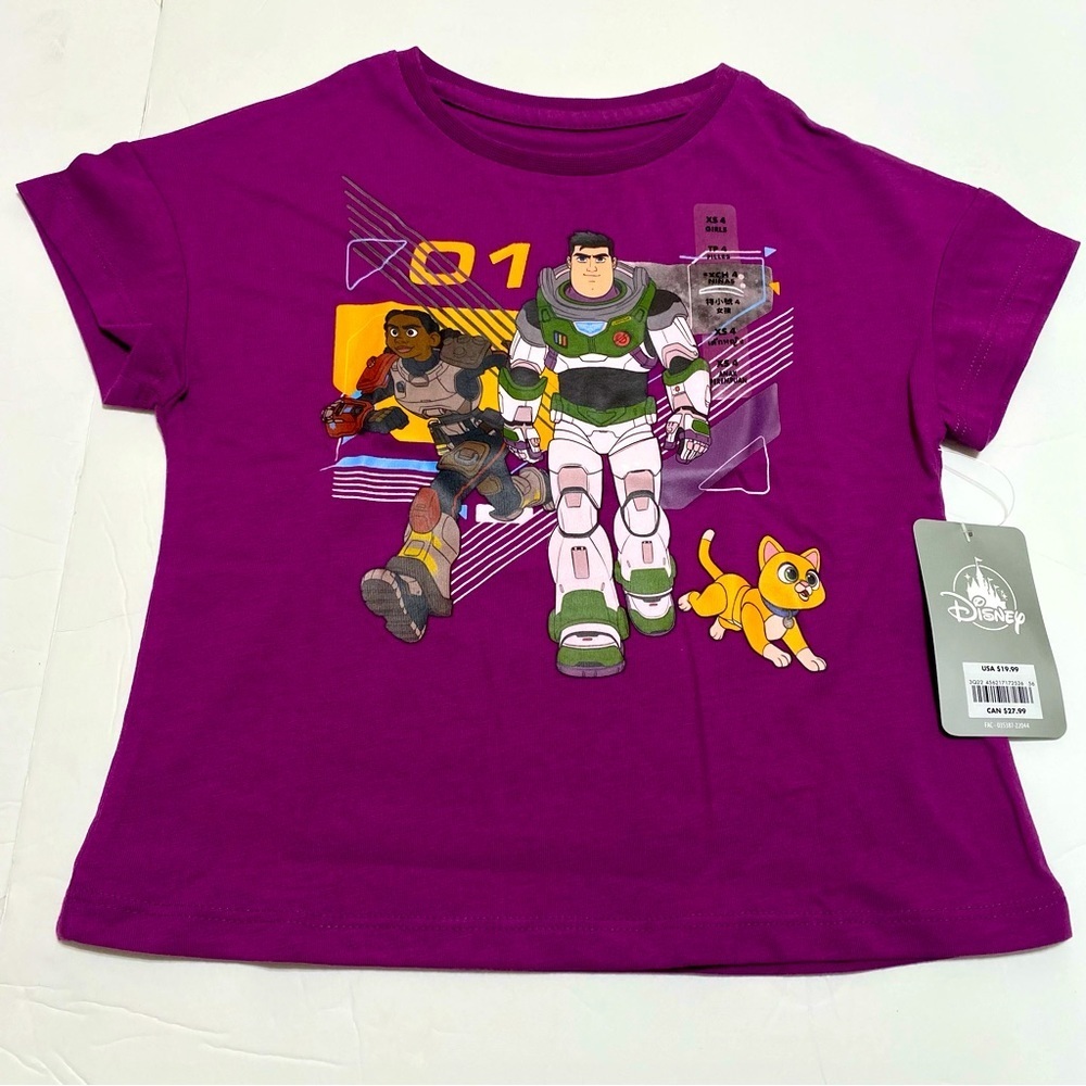 Disney Pixar Buzz Izzy, and Sox -Lightyear girls T-Shirt size 4 NWT Purple